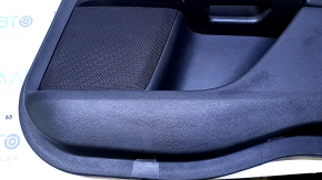 Door trim card rear right Ford Fusion mk5 13-16 black with black insert cloth, armrest black leather with red stitching, molding black gloss, scratches, abrasions, scuffs, crack in molding