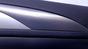 Door trim card rear right Lincoln MKZ 13-16 black with black insert leather, armrest black leather, molding gray structure, with backlight, scuffs, scratches, dent