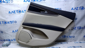 Door trim card rear right Lincoln MKX 16- beige with beige insert leather, brown armrest leather, molding dark wood with chrome, dents, scratches, abrasions