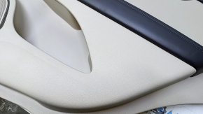 Door trim card rear right Lincoln MKX 16- beige with beige insert leather, brown armrest leather, molding dark wood with chrome, dents, scratches, abrasions