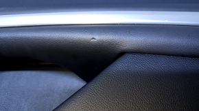 Door trim card rear right Lincoln MKZ 17-20 black with black insert leather, armrest black leather, molding light wood gloss, with backlight, scuffs, scratches, abrasions, pokes