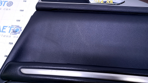Door trim card rear right Lincoln MKZ 17-20 black with black insert leather, armrest black leather, molding light wood gloss, with backlight, tear, dent, scratches, abrasions, crack crepe