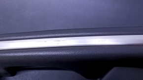 Door trim card rear right Lincoln MKZ 17-20 black with black insert leather, armrest black leather, molding light wood gloss, with backlight, tear, dent, scratches, abrasions, crack crepe