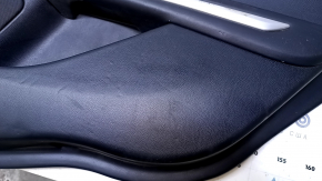 Door trim card rear right Lincoln MKZ 17-20 black with black insert leather, armrest black leather, molding light wood gloss, with backlight, tear, dents, scratches, burrs, cracked fasteners