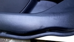 Door trim card rear right Lincoln MKZ 17-20 black with black insert leather, armrest black leather, molding light wood gloss, with backlight, tear, dents, scratches, burrs, cracked fasteners