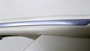 Door trim card rear right Lincoln MKZ 13-16 beige with beige insert leather, armrest beige leather, molding dark wood, dents, scratches, for dry cleaning