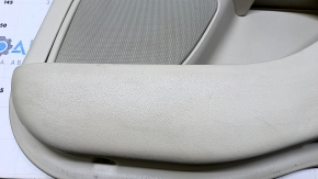 Door trim card rear right Lincoln MKZ 13-16 beige with beige insert leather, armrest beige leather, molding dark wood, dents, scratches, abrasions, pokes, broken fasteners
