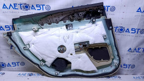 Door trim card rear right Lincoln MKZ 13-16 beige with beige insert leather, armrest beige leather, molding dark wood, dents, scratches, abrasions, pokes, broken fasteners