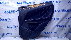 Door trim card rear right Lincoln MKC 15- black with black insert leather, armrest black leather, molding light wood, structure abrasions, scratches, dents