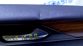 Door trim card rear right Lincoln MKC 15- black with black insert leather, armrest black leather, molding dark wood structure, abrasions, scratches, dent, bump