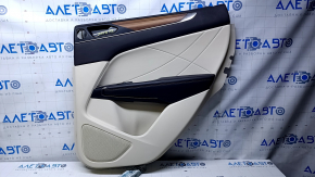 Door trim card rear right Lincoln MKC 15- beige with beige insert leather, armrest dark brown leather, insert dark wood structure, dents