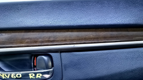 Door trim card rear right Lexus ES300h ES350 13-18 black with black insert leather, armrest leather, molding dark wood gloss, with backlight, scratches, abrasions, dents
