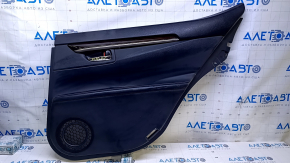 Door trim card rear right Lexus ES300h ES350 13-18 black with black insert leather, armrest leather, molding dark wood gloss, with backlight, scratches, abrasions, dents