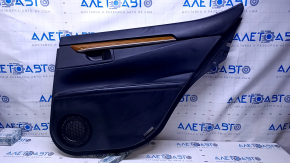 Door trim card rear right Lexus ES300h ES350 13-18 black with black insert leather, armrest leather, molding light wood gloss, with backlight, scratches, abrasions, butt
