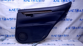 Door trim card rear right Lexus ES300h ES350 13-18 black with black insert leather, armrest leather, molding dark wood gloss, with backlight, scratches, abrasions, scuffs, bumps