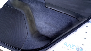 Door trim card rear right Lexus CT200h 11-17 black with black insert leather, armrest black leather, molding gray structure, scratches, rubbed, bumps