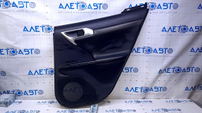 Door trim card rear right Lexus CT200h 11-17 black with black insert leather, armrest black leather, molding gray structure, scratches, abrasions