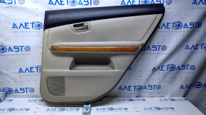 Door trim card rear right Lexus RX300 RX330 RX350 RX400h 04-09 beige with beige insert leather, armrest beige leather, molding light wood gloss, scuffs, abrasions, scratches, broken fastening