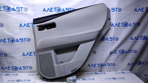 Door trim card rear right Lexus RX350 RX450h 10-15 gray with gray insert leather, armrest gray leather, dent, scuffs, pokes, scratches, abrasions, broken fastening