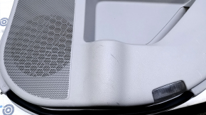 Door trim card rear right Lexus RX350 RX450h 10-15 gray with gray insert leather, armrest gray leather, dent, scuffs, pokes, scratches, abrasions, broken fastening