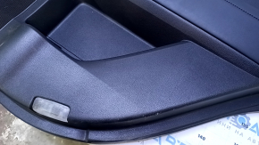 Door trim card rear right Lexus RX350 RX450h 10-15 black with black insert leather, armrest black leather, broken fastening, dent, abrasions, scratches