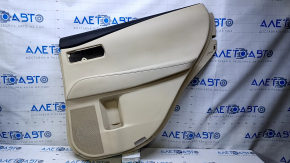 Door trim card rear right Lexus RX350 RX450h 10-15 beige with beige insert leather, armrest beige leather, dent, bumps, abrasions, scratches, tear