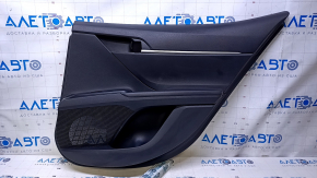 Door trim card rear right Toyota Camry v70 18-24 black with black insert plastic, armrest black rubber, molding chrome, scratches, abrasions