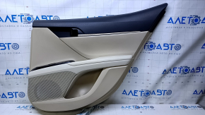 Door trim card rear right Toyota Camry v70 18-24 beige with gray insert plastic, gray rubber armrest, chrome molding, scuffs, scratches