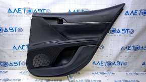 Door trim card rear right Toyota Camry v70 18-24 black with black insert plastic, armrest black rubber, molding chrome, scratches, abrasions