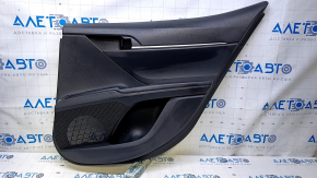 Door trim card rear right Toyota Camry v70 18-24 black with black insert plastic, armrest black rubber, molding chrome, scratches, abrasions