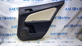 Door trim card rear right Toyota Prius 50 16- black with beige insert leather, armrest black leather, scuffs, scratches