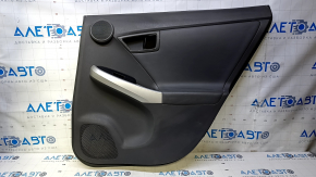 Door trim card rear right Toyota Prius V 12-17 dark gray with dark gray insert leather, armrest dark gray leather, under the tweeter, scratches, abrasions, bumps