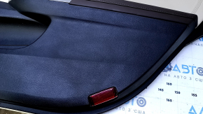 Door trim card rear right Toyota Avalon 13-18 black with beige insert leather, armrest brown leather, handle molding chrome, scuffs, dents, nicks, scratches