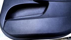 Door trim card rear right Toyota Avalon 13-18 black with beige insert leather, armrest brown leather, handle molding chrome, scuffs, dents, scratches
