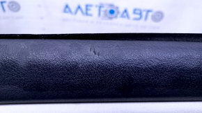 Door trim card rear right Toyota Avalon 13-18 black with gray insert leather, armrest blue leather, handle molding chrome, scuffs, scratches, scuffs