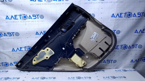 Door trim card rear right Toyota Camry v50 12-14 usa beige with black insert plastic, armrest black rubber, scuffs, scratches