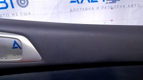 Door trim card rear right Nissan Pathfinder 13-20 black with black insert cloth, armrest black cloth, handle molding gray structure, scratches, abrasions