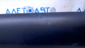 Door trim card front right Nissan Rogue 14-20 beige with beige insert plastic, armrest beige leather, molding graphite structure, scuffs, dents, whitened plastic