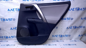 Door trim card rear right Toyota Rav4 13-18 black with gray insert leather, armrest gray leather, molding gray structure, abrasions, scratches, dent