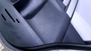 Door trim card rear right Toyota Rav4 13-18 black with gray insert leather, armrest gray leather, molding gray structure, abrasions, scratches, dent