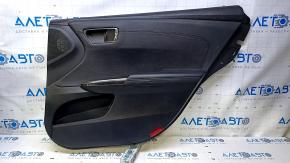 Door trim card rear right Toyota Avalon 13-18 black with black insert leather, armrest black leather, handle molding chrome, abrasions, scratches, burrs, dents
