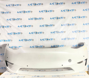 Front bare bumper Tesla Model Y 20 - for 6 parking sensors, white, dented, minor scratches
