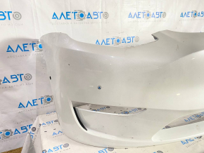 Front bare bumper Tesla Model Y 20 - for 6 parking sensors, white, dented, minor scratches