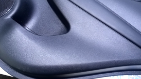 Door trim card rear right Nissan Rogue Sport 17-19 black with black insert plastic, armrest black leather, molding graphite structure, scratches