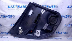 Door trim card rear right Nissan Leaf 13-17 black with black insert plastic, armrest black cloth, scratches, abrasions