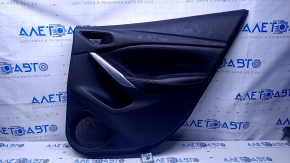 Door trim card rear right Mazda 6 13-15 Touring black with black insert leather, armrest black leather, molding chrome, dents, scratches, abrasions