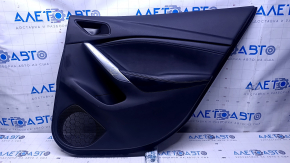 Door trim card rear right Mazda 6 13-15 Touring black with black insert leather, armrest black leather, molding chrome, dents, scratches, abrasions, bumps