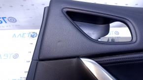 Door trim card rear right Mazda 6 13-15 grand touring black with black insert leather, armrest black leather with red stitching, molding chrome, dents, scratches, abrasions