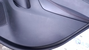 Door trim card rear right Mazda 6 13-15 grand touring black with black insert leather, armrest black leather with red stitching, molding chrome, dents, scratches, abrasions