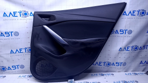 Door trim card rear right Mazda 6 13-15 Sport black with black insert cloth, armrest black leather, molding chrome, dents, scratches, abrasions, scuffs